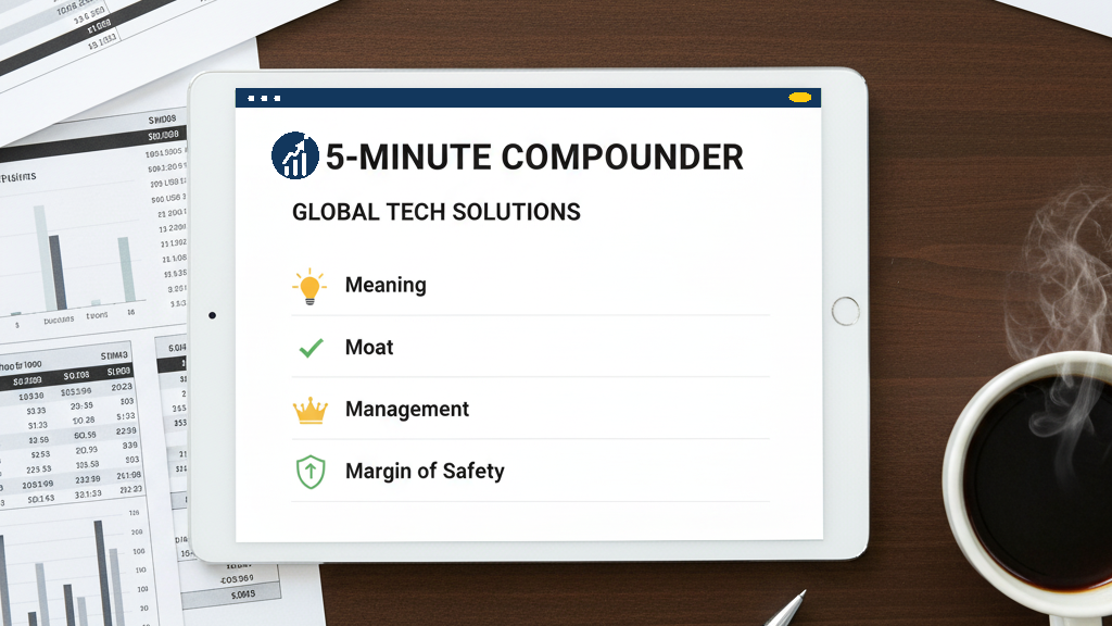 Voorbeeld van een 5-Minute Compounder analyse op een tablet Voorbeeld van een 5-Minute Compounder analyse op een tablet