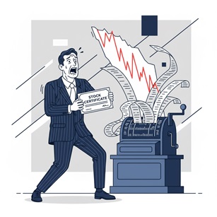 Illustratie van Mr. Market in paniek, een kernconcept van rule 1 beleggen.