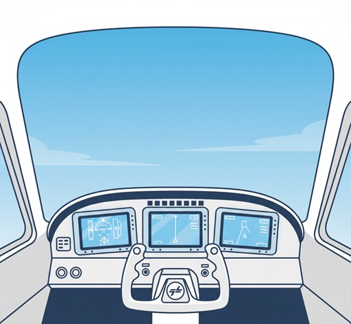 Cockpit als metafoor voor de controle bij het beleggen in individuele aandelen.